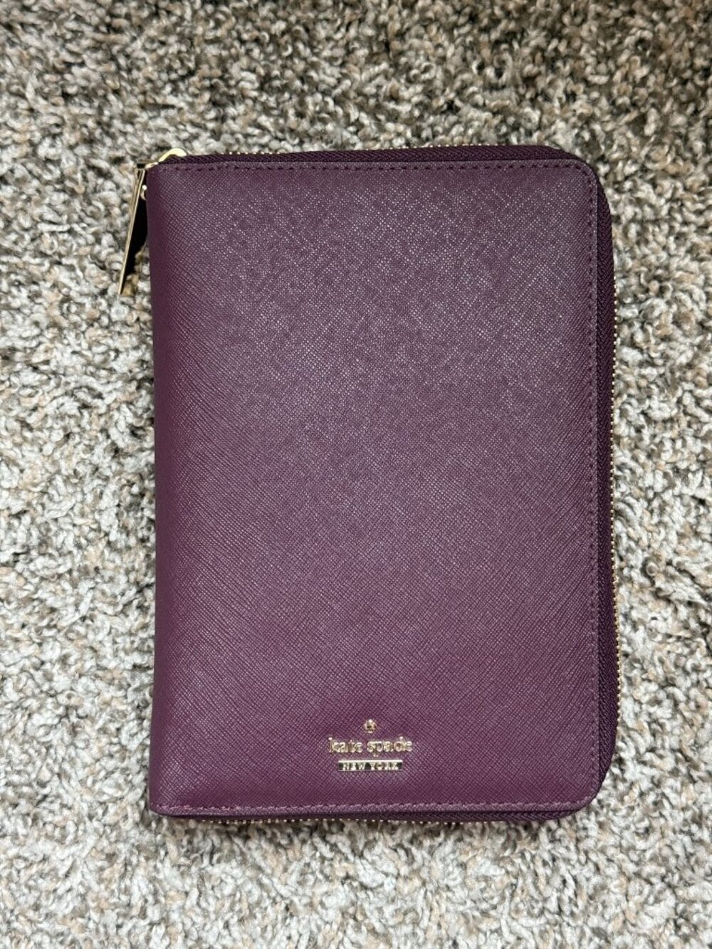 Kate Spade New York Plum Burgundy Saffiano Zip 6-Ring Planner